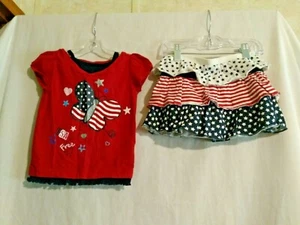 18 mo. Faded Glory 4th of July Butterfly Shirt & American Flag Skirt - Picture 1 of 4