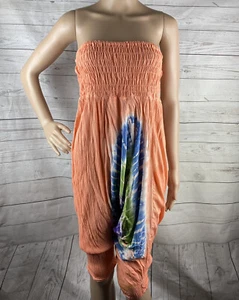 Ingear trägerloser Pullover Free Size orange blau grün Batik gesmokt Strampler süß - Bild 1 von 12