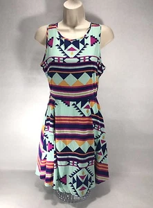 Festival Kleid Small Azteken Gianni Bini Damen Tribal Türkis Ärmellos - Bild 1 von 10