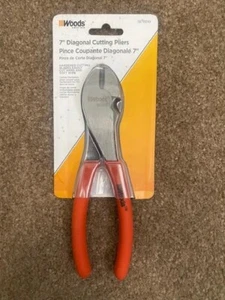 Woods 58749240 7" Diagonal Cutting Pliers Hardened Blades Carbon Steel Con - Picture 1 of 1