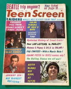 Teen Screen Vol. 8 No. 8 Magazine August 1966 Beatles, Sonny & Cher and More - Imagen 1 de 16