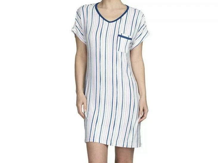 Nuevo Camisón Hanes Mujer Pequeño Cómodo Dormir Super Suave Rayas Camisa para Dormir Nuevo con Etiquetas Foto 1 de 4