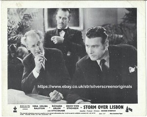 Storm Over Lisbon ORIGINAL UK FOH Lobby Card Erich von Stroheim 1944