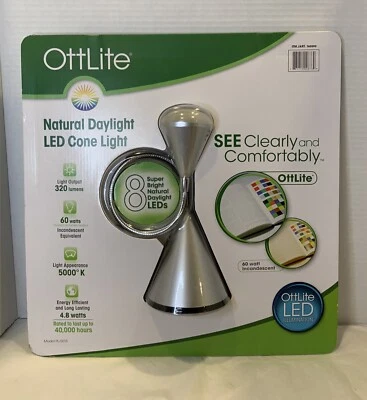 NEW - OTTLITE NATURAL DAYLIGHT LED CONE LIGHT PL-0015 320 LUMENS - Image 1 of 4