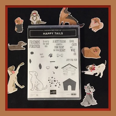 Stampin' Up! Juego de estampillas HAPPY TAILS y troquelados de perro MASCOTAS JUGUETONAS #430 Foto 1 de 4