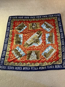 Vintage Rom Souvenir Schal 33”x33” Made In Italy - Bild 1 von 9