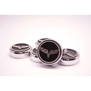 Cap Covers Red CF Crossed Flags Inlay for 2005-2013 Corvette Automatic [Chrome] - Bild 1 von 7