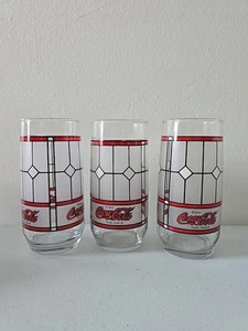 Vintage Coca-Cola Tiffany Style Frosted Stained Glass Drinking Glass 3 count - Picture 1 of 7