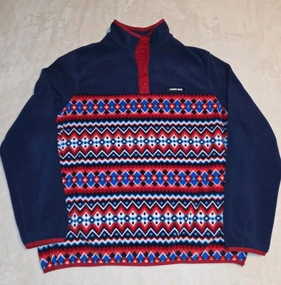 Chaqueta pulóver polar Lands End para mujer grande cuello a presión Heritage Fair Isle Foto 1 de 4