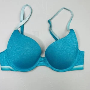 Victoria Secret Bra 32B Perfect Shape Blue Padded Underwire Adjustable - Picture 1 of 8