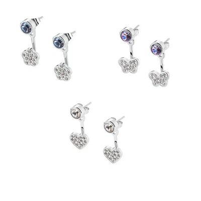 Sagapò Orecchini Pendenti Donna Acciaio Cuore Farfalla Fiore Sagapo - Immagine 1 di 2