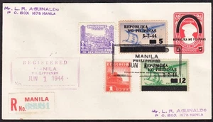Philippines Japanese Occupation – WW II 1944 Registered Cover, w/ Registry Label - Picture 1 of 2