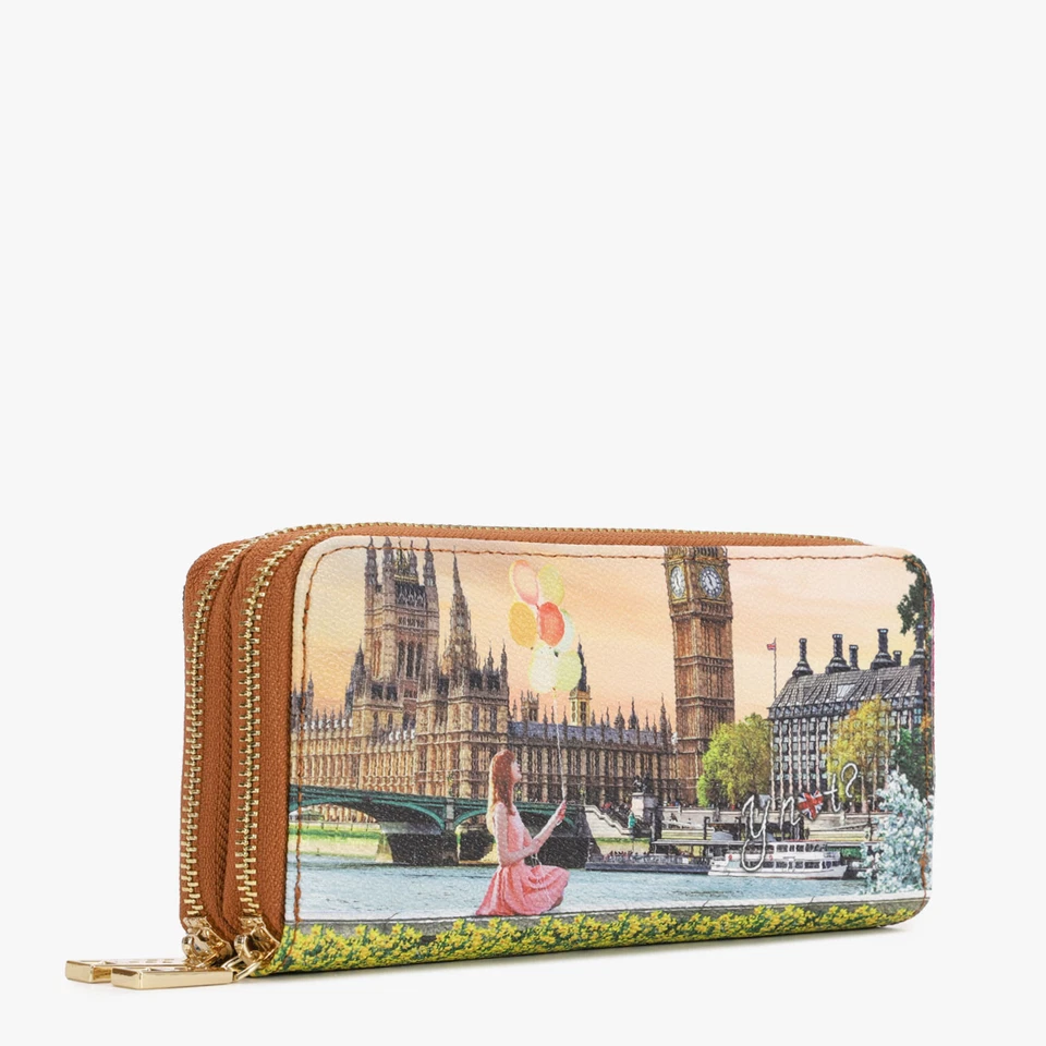 Portafoglio donna Ynot Yes568S4 Yellow Flowers doppia zip portamonete portacarte - Immagine 1 di 1