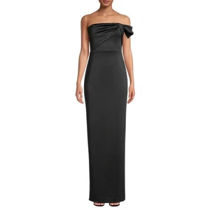 Black Halo Eve Damen schwarz Divina Kleid Größe 2 lang trägerlos Kleid Schleife Neu mit Etikett  - Bild 1 von 13