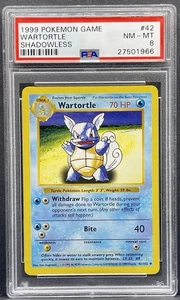 1999 POKEMON BASE SET SHADOWLESS #42 WARTORTLE PSA 8 - Picture 1 of 2