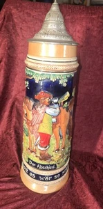 Vintage 16 inch Tall Hand Painted German Beer Stein 2 Liter - Picture 1 of 3