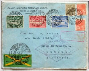 BRAZIL to USA to GERMANY 1930 ZEPPELIN, Cpl Airship Set on SAF Flight Cover LOOK - Picture 1 of 3