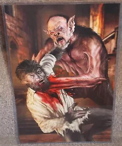 Dracula Man Bat vs Wolfman Glossy Art Print 11 x 17 In Hard Plastic Sleeve - Picture 1 of 1