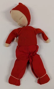 Vintage 1957 Shackman Sleeping Baby Red Cloth Doll 8" Japan - Picture 1 of 20