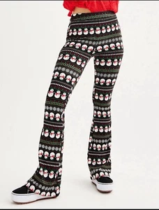 Celebrate Together Christmas Holiday Flare Leg Knit Pants S Snowman Winter B1 - Picture 1 of 8