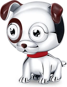 Genuina Plata Esterlina 925 Mascota Perro Cachorro Cabeza de Bobble Perro Dije Cuentas Mamá Regalo - Imagen 1 de 2