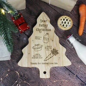 Personalised Traditional Tree Shaped Christmas Eve Plate Father Christmas Board - Picture 1 of 12