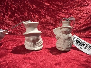 Provo Craft Bisque Snowman Ornaments (2) 2” Tall - Picture 1 of 2