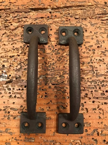 LOT of 2 TWO   Rustic  CAST IRON Drawer Cabinet Door Gate Shed Handles Pulls Cover