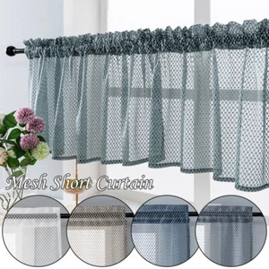 Short Lace Valance Curtains Kitchen Cafe Curtain Sheer Net Voile Curtain Decor - Picture 1 of 17