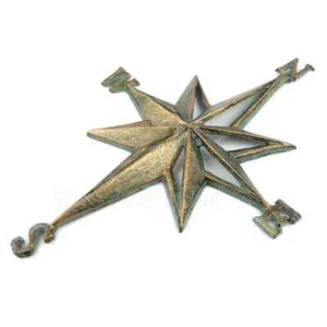 Metal Iron Nautical Rose Compass Star Directional Sailing Boat Wall Beach 14x10" - Picture 1 of 24