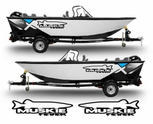 Muskie Fever Decals Stickers Left & Right fish rod boat lure turbo | Set of 2 - Imagen 1 de 2