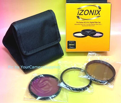 FILTER SET 58mm CPL FLD UV  to lens CANON REBEL 28-90 18-55 mm,  KIT C-PL FL-D - Image 1 of 4