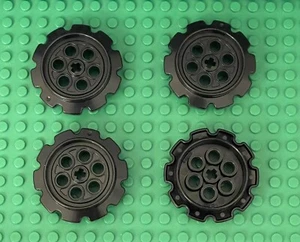 Lego 4 Pieces Black Technic Tread Sprocket 5x5x1 Large Wheel Part #57519 - Picture 1 of 2