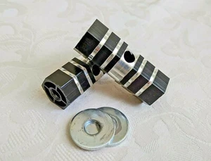 BMX Stunt Scooter Pegs Pair Alloy Black Bike Bicycle Axle Foot 3/8" 10mm 2pcs - Picture 1 of 4