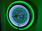 Rolling Rock Beer Bar Man Cave GREEN Neon Advertising Clock Sign
