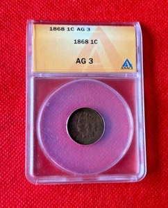 1868 INDIAN HEAD US PENNY ANACS AG 3 - Picture 1 of 2
