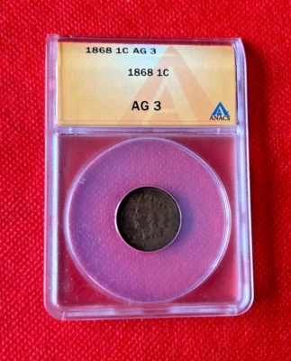 1868 INDIAN HEAD US PENNY ANACS AG 3 - Image 1 of 2