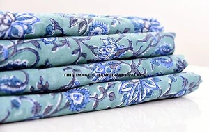 5 Yard Handmade Indian Cotton Floral Block Printed Fabric Throw Running Fabric - Picture 1 of 3