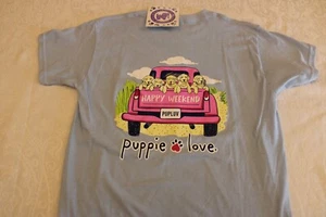Puppie Love Youth Short Sleeve T-Shirt - Happy Weekend Dogs, NEW - Picture 1 of 4