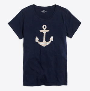 NEW NWT J. Crew Factory Striped Anchor Collector T Shirt  Color: Navy Size: S - Picture 1 of 1