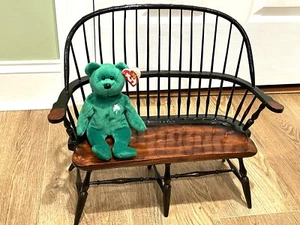Vintage 17 Zoll Holzpuppenbank Kuscheltiersitz Mini Windsor Settee 15 Spindel - Bild 1 von 12