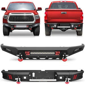 Steel Front/Rear Bumper W/Sensor Holes & LED Lights Fits 2014-2021 Toyota Tundra - Picture 1 of 19