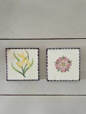 Flower Tiles by Pilkington Set of 2 Vintage Hand Painted
