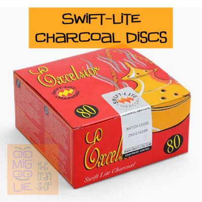 EXCELSIOR SWIFT LITE EXCELSIOR SWIFT-LITE CHARCOAL DISC *Incense Resin Shisha Hookah Bakhoor Quantity