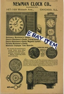 1899 Chicago ILLinois NEWMAN CLOCK COMPANY advertisement WORLD'S FAIR AWARD WIN - Picture 1 of 1