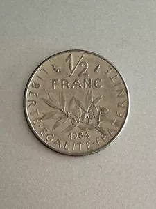 1984 France 1/2 Francs KM# 931.1 Signature O. Roty Coin - Picture 1 of 2