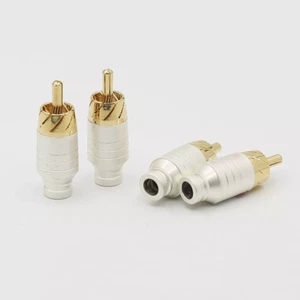 4PCS Hole 5mm Gold Plated RCA Plug HiFi Audio Adapter Signal RCA Cable Connector - Picture 1 of 7