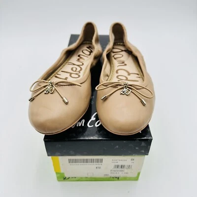 Sam Edelman Felicia Ballet Pisos Negro Cuero DESNUDO Arco Dije Talla 5 NUEVO Foto 1 de 4