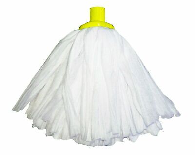 Pack Of 10 Super White Socket Mop Heads Yellow Non Woven - Medium Size • 8.99£