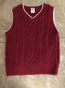 Gymboree Boys Holiday Pictures Tipped Cable Knit Sweater Vest Size 4 - Picture 1 of 2